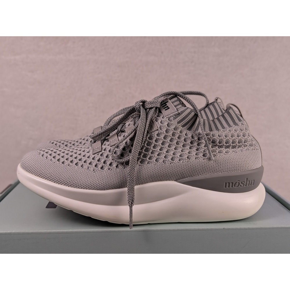 Moshn Vigor Silver Cloud Knit Sneakers Womens 6.5 Wide Grey Slip Resistant